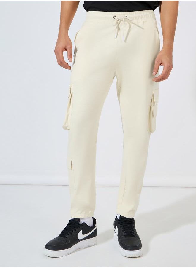 Solid Cargo Joggers with Zipper Pocket