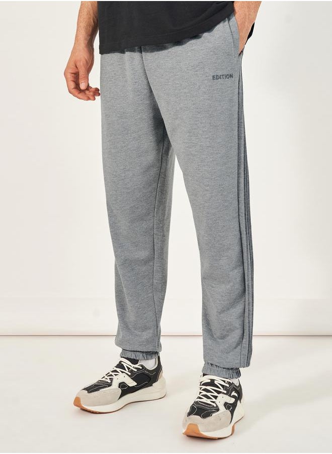 Side Pintucks Oversized Joggers with Embroidered Detail