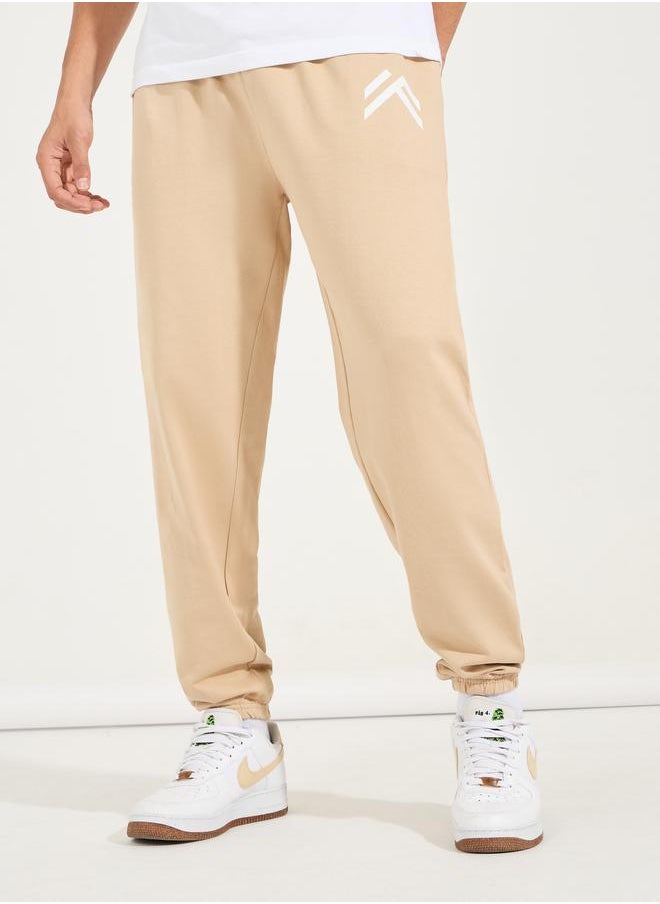 Minimal Print Oversized Joggers with Elasticated Hem