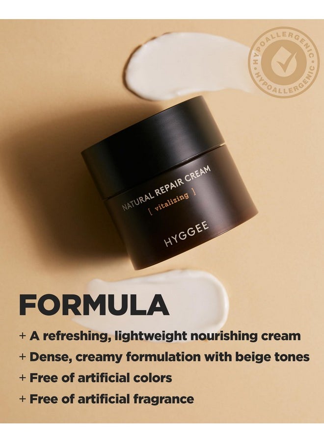 Natural Repair Cream - Vegan Red Ginseng & Peptides Nourishing Moisturizer For Enhanced Elasticity And Vitality - Anti Aging, Firming, Hydrating Face Cream For Rough And Dry Skin, 1.69Oz.