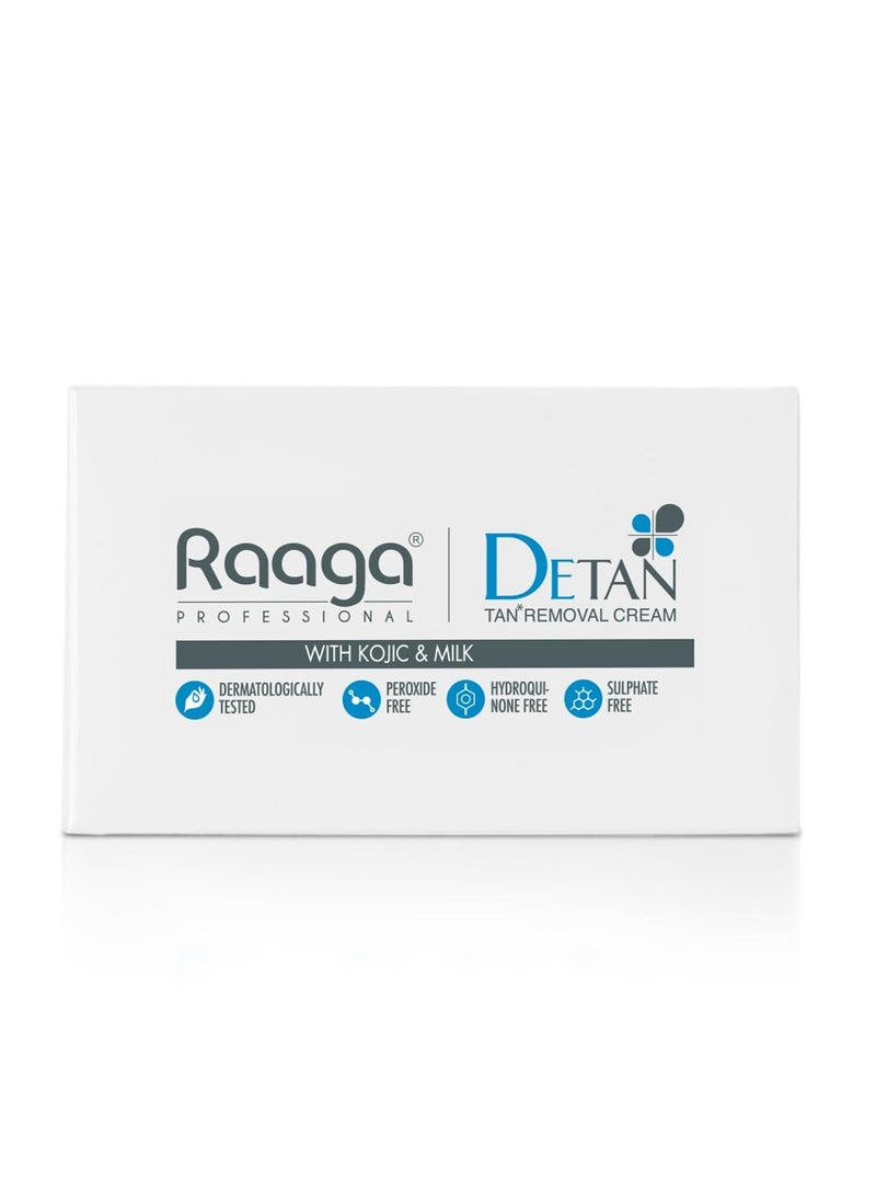 Raaga Professional De-Tan Pack with Kojic, Lactic Acid & Arbutin | Tan Removal Cream | Dermatologically Tested, Peroxide, Hydroquinone & Sulphate Free- 12g x 6 (72gm) te-free) and skin-friendly.