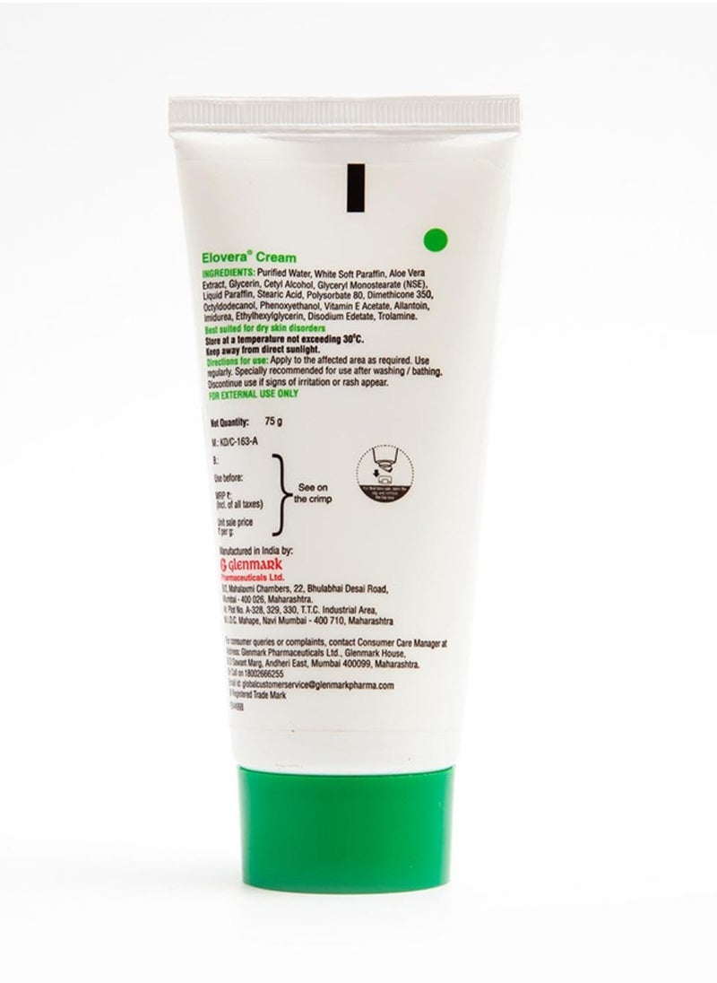 Elovera Moisturising Cream 75g | For Dry Skin | with Aloe Vera & Vitamin E | Protects, Nourishes and Repairs Skin | Paraben Free | Fragrance Free