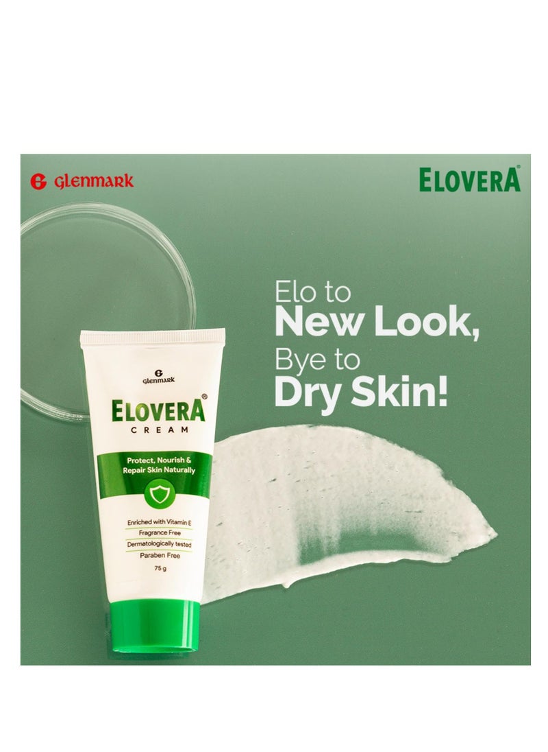 Elovera Moisturising Cream 75g | For Dry Skin | with Aloe Vera & Vitamin E | Protects, Nourishes and Repairs Skin | Paraben Free | Fragrance Free