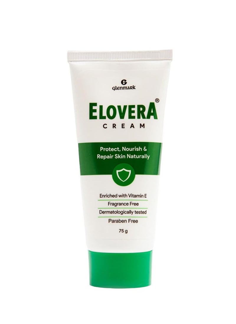 Elovera Moisturising Cream 75g | For Dry Skin | with Aloe Vera & Vitamin E | Protects, Nourishes and Repairs Skin | Paraben Free | Fragrance Free