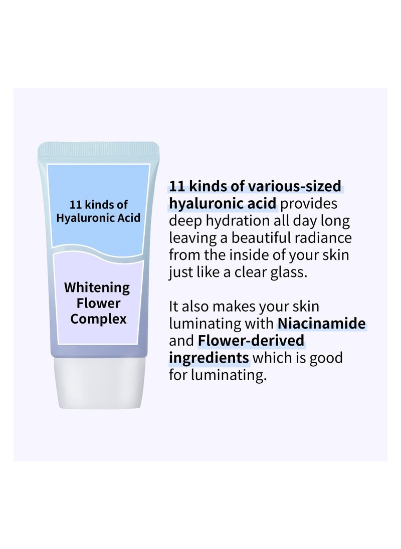 numbuzin No.1 Pure Glass Clean Tone Up | Hyaluronic Acid, Glossy Finish, Tinted, Light Beige Color | 1.69 fl oz