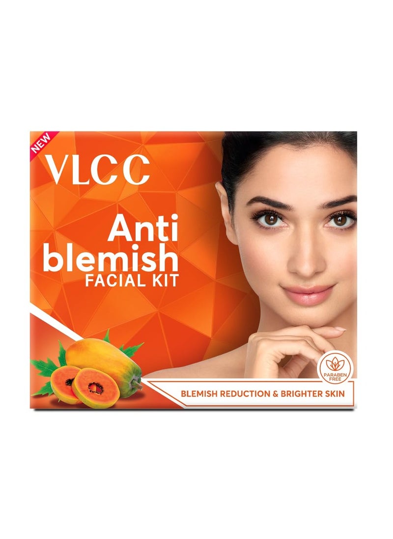 VLCC Anti Blemish Facial Kit - 60g | Skin Brightening Facial Kit for Dry, Sensitive and Oily Skin Types | Fight Blemishes and Dullness | Protects and Nourishes Skin.