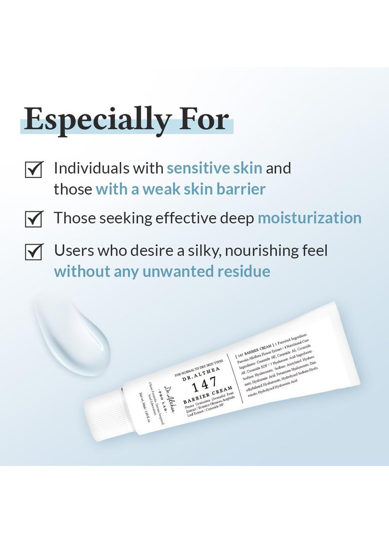 147 Barrier Cream | Daily Skin Barrier Repair Care | Deep Hydrating with Hyaluronic Acid & Ceramides | Korean Vegan Skincare for All Skin Types | 1.7 Fl Oz/ 50ml