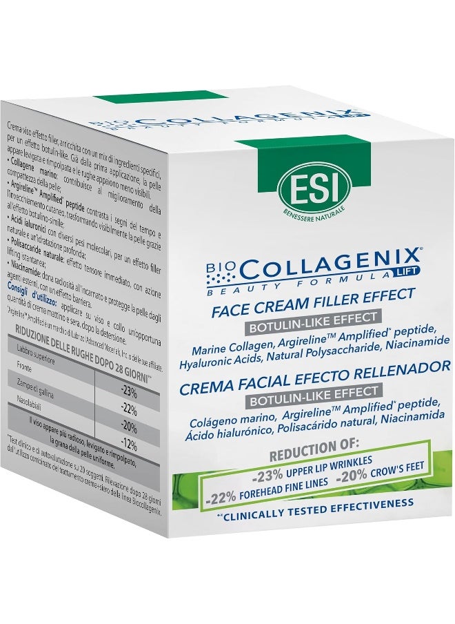 Biocollagenix Anti-Aging Face Filler Cream – Botulin-Like Effect with Argireline, Marine Collagen & Hyaluronic Acid, 50ml – Reduces Wrinkles, Firming, Hydrates & Brightens, Lightweight & Non-Greasy