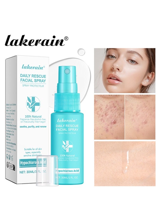 Daily Rescue Facial Spray，Hypochlorous Acid Face and Skin Spray,Facial Toner with Pure Hypochlorous,Moisturising Spray for Sensitive Skin,Acid Hypochlorous Acid Spray 30ml