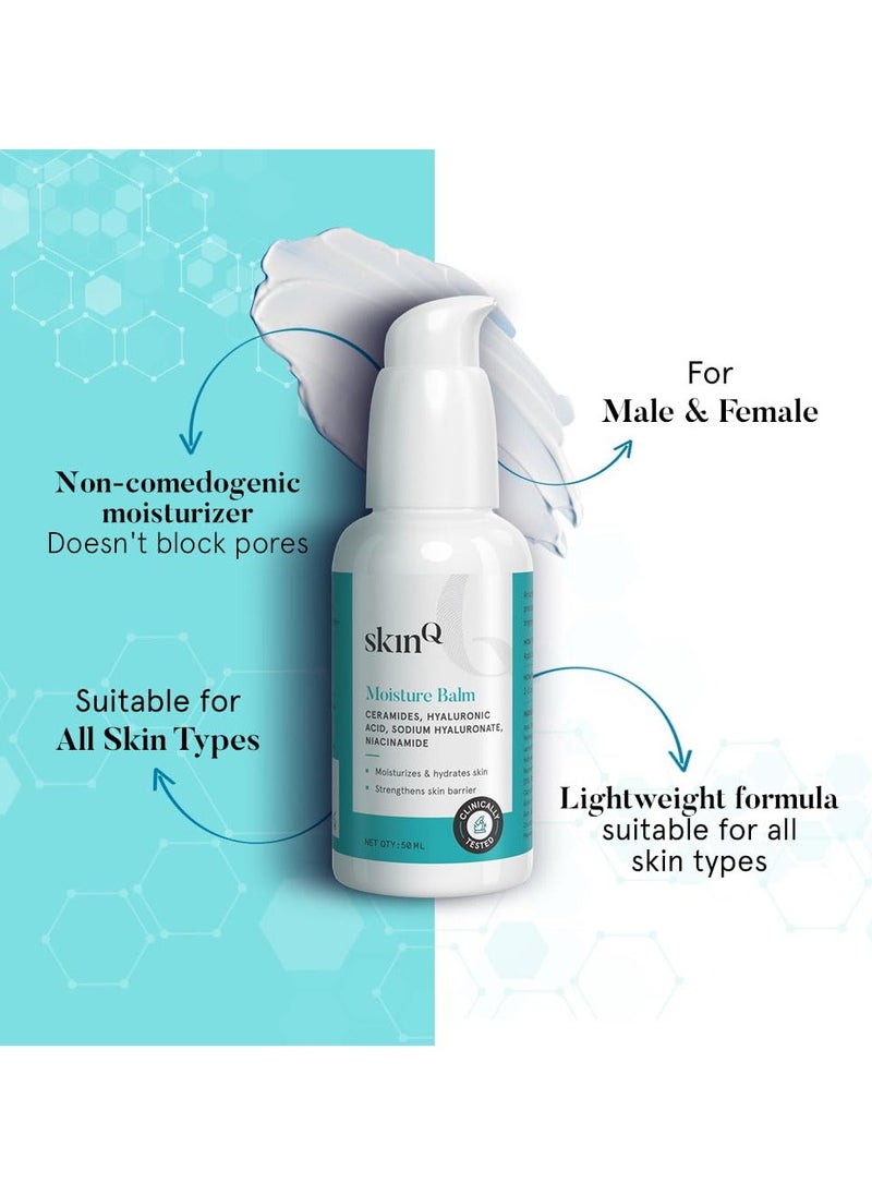 Face Liquid Moisturizer with Vitamin E Hyaluronic Acid and Ceramides Moisture Balm for Dryness and Dehydration Dermatologist Formulated for All Indian Skin Types 50ml