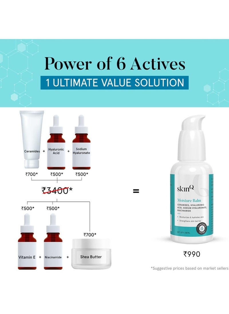 Face Liquid Moisturizer with Vitamin E Hyaluronic Acid and Ceramides Moisture Balm for Dryness and Dehydration Dermatologist Formulated for All Indian Skin Types 50ml