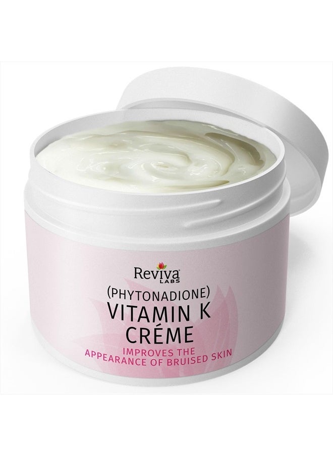 Vitamin K Crème for Bruising, Under-Eye Dark Circles, and Wrinkles with Soybean Oil and Natural Fruit Extracts - 2 Oz, for Skin and Face