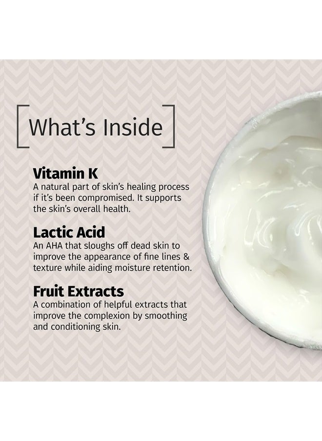Vitamin K Crème for Bruising, Under-Eye Dark Circles, and Wrinkles with Soybean Oil and Natural Fruit Extracts - 2 Oz, for Skin and Face