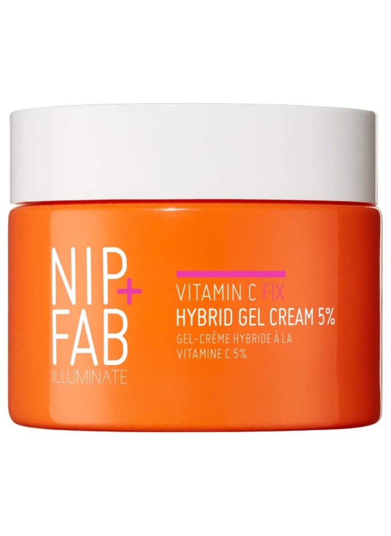 Nip+Fab Vitamin C Fix Hybrid Gel Cream 5% 1.7 fl oz | Gel-Like Moisturiser | High-Performance 5% Vitamin C | Radiant and Glow Skin | Ferulic Acid | Face Skin Booster