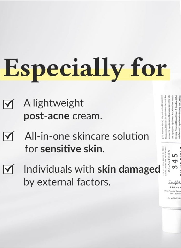 Dr. Althea 345 Relief Cream – Soothing & Hydrating Face Cream, 50ml – Calming Moisturizer for Sensitive & Irritated Skin