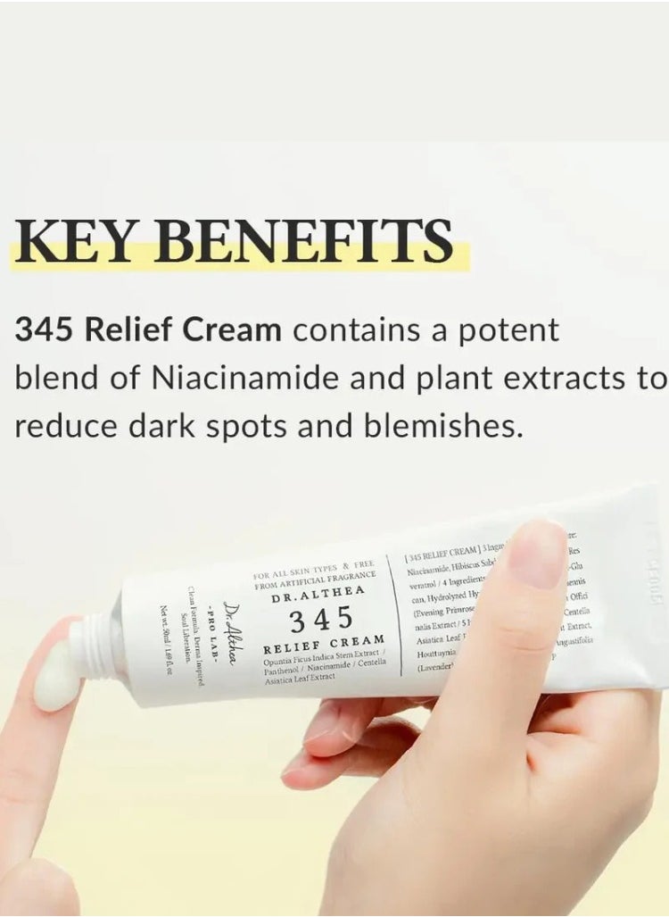 Dr. Althea 345 Relief Cream – Soothing & Hydrating Face Cream, 50ml – Calming Moisturizer for Sensitive & Irritated Skin