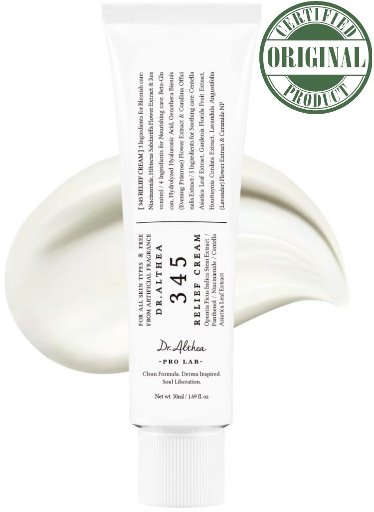 Dr. Althea 345 Relief Cream – Soothing & Hydrating Face Cream, 50ml – Calming Moisturizer for Sensitive & Irritated Skin