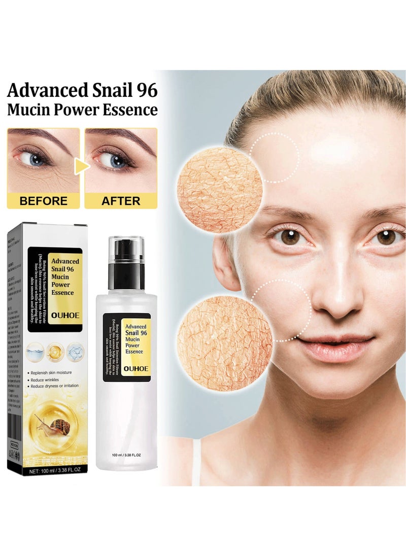 OUHOE Snail 96 Collagen Power Essence repairs skin barrier hydrates moisturizes and fades dark spots