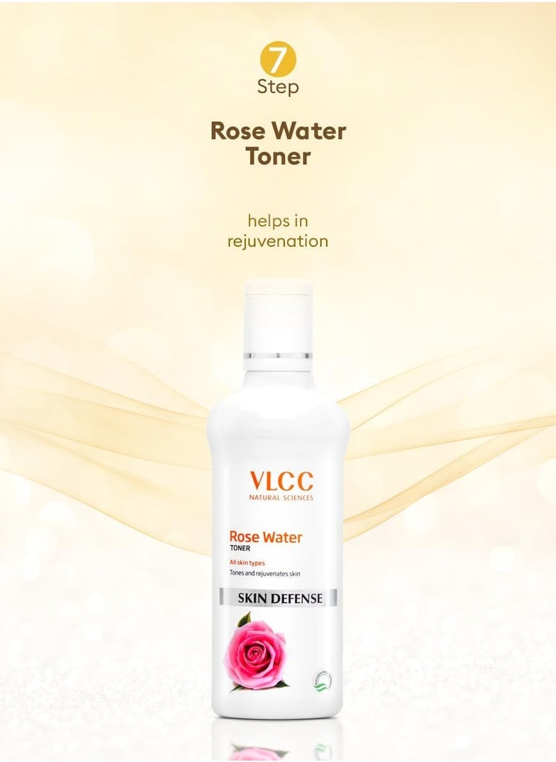 VLCC Gold Facial Kit with FREE Rose Water Toner - 300g + 100ml | 24K Colloidal Gold And Aloe Vera At Home Facial Kit | Bright & Radiant Complexion, Skin Cell Regeneration | Instant Glow Facial.