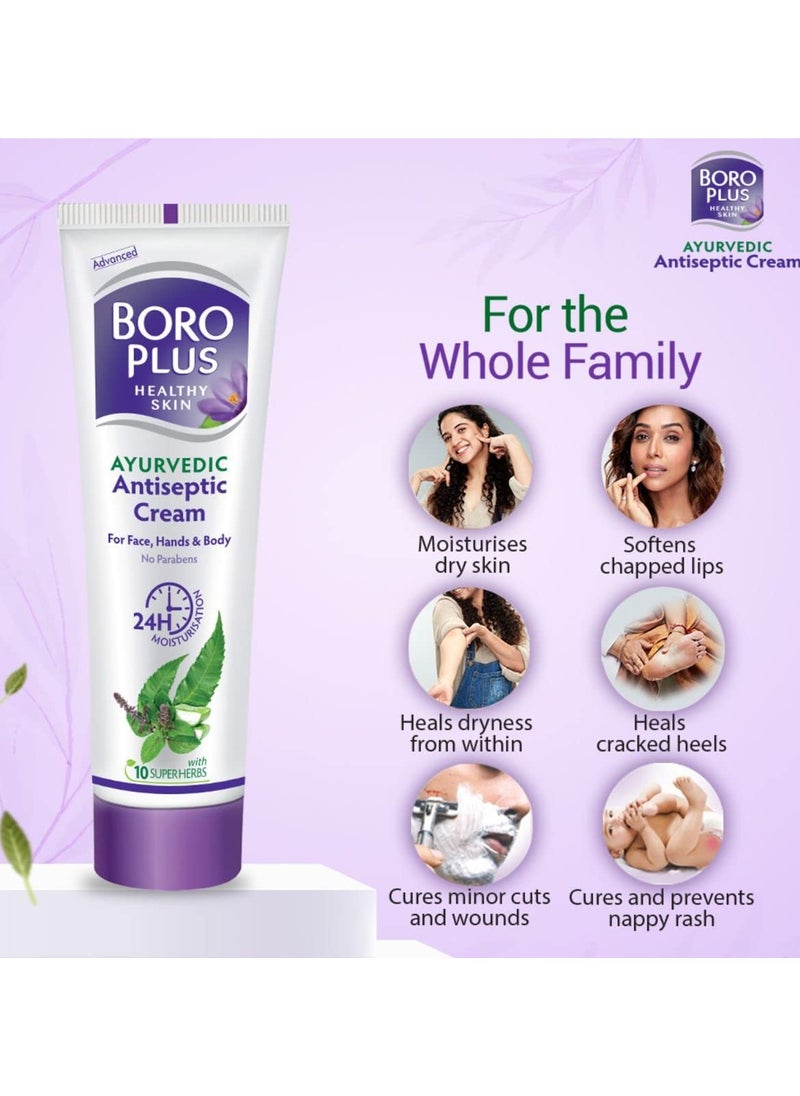 Boroplus Antiseptic Cream Provides 24Hrs Moisturisation Ayurvedic Cream For All Aeasons Hand Cream, Body Cream & Face Cream, Moisturises Dry Skin With Goodness Of Neem, Tulsi And Aloe Vera, 120Ml