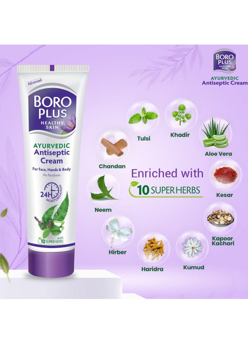Boroplus Antiseptic Cream Provides 24Hrs Moisturisation Ayurvedic Cream For All Aeasons Hand Cream, Body Cream & Face Cream, Moisturises Dry Skin With Goodness Of Neem, Tulsi And Aloe Vera, 120Ml