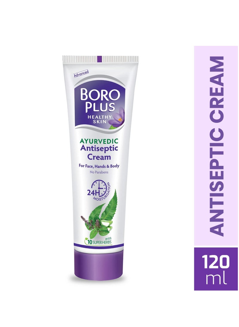 Boroplus Antiseptic Cream Provides 24Hrs Moisturisation Ayurvedic Cream For All Aeasons Hand Cream, Body Cream & Face Cream, Moisturises Dry Skin With Goodness Of Neem, Tulsi And Aloe Vera, 120Ml