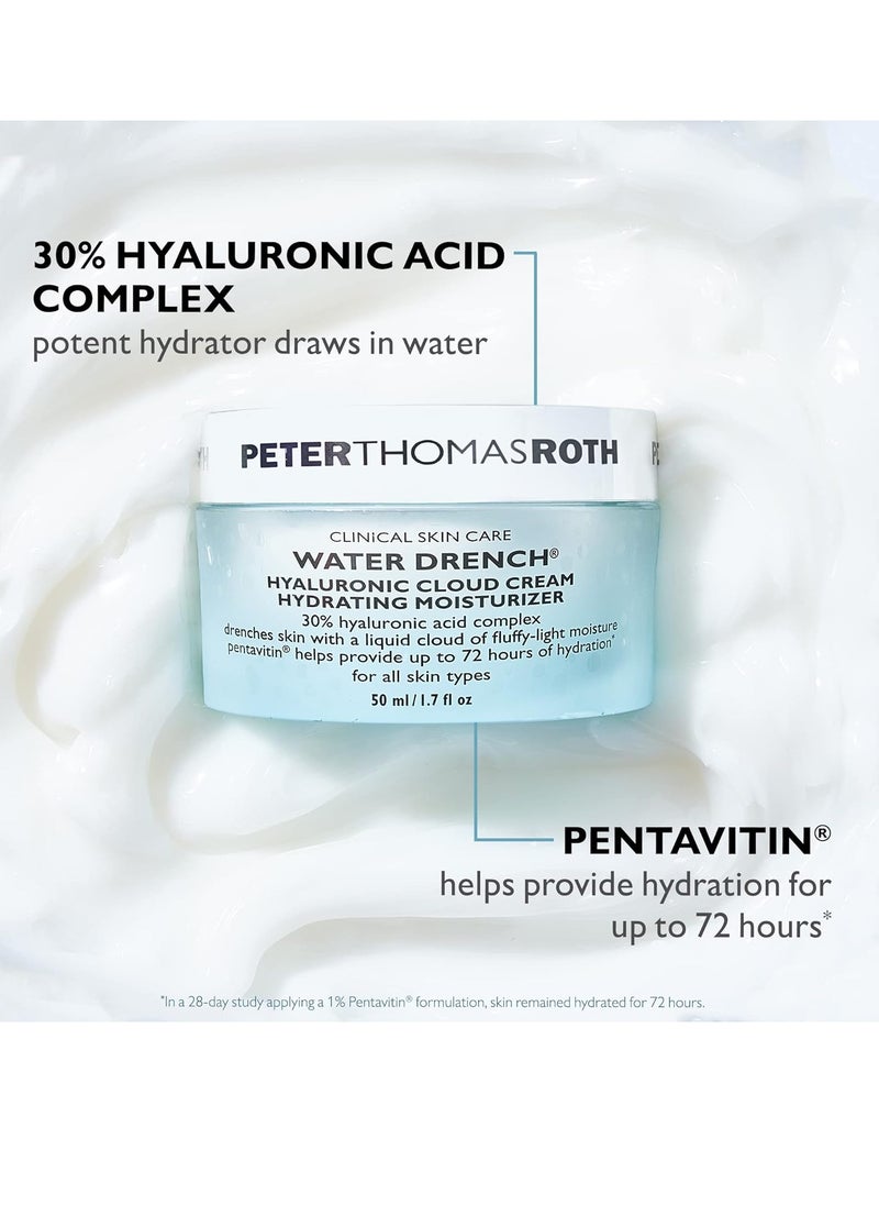 Peter Thomas Roth | Water Drench Hyaluronic Cloud Cream | Hydrating Moisturizer for Face, Up to 72 Hours of Hydration for More Youthful-Looking Skin, Fragrance Free