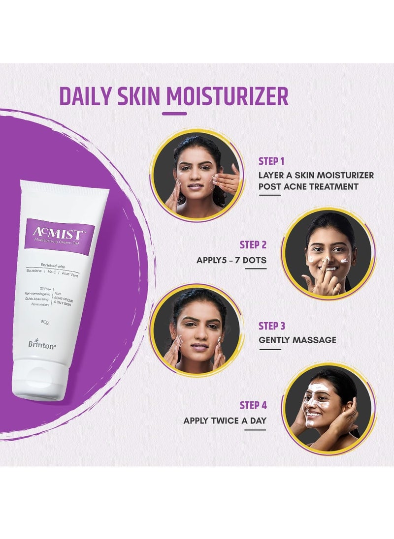 Brinton AcMist Moisturizing Cream Gel for Acne Prone and Oily Skin, Skin Cream, Moisture Cream, Moisturizing Cream, Dry Skin Cream, Skin Care Cream, 50 g x Pack of 2