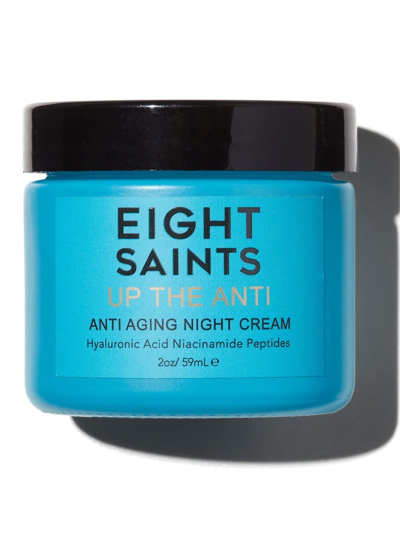 Eight Saints Skin Care Up the Anti Night Cream Face Moisturizer to Reduce Fine Lines and Wrinkles, Natural and Organic Anti Aging Cream For Face & Neck with Niacinamide and Hyaluronic Acid, 2 Ounces