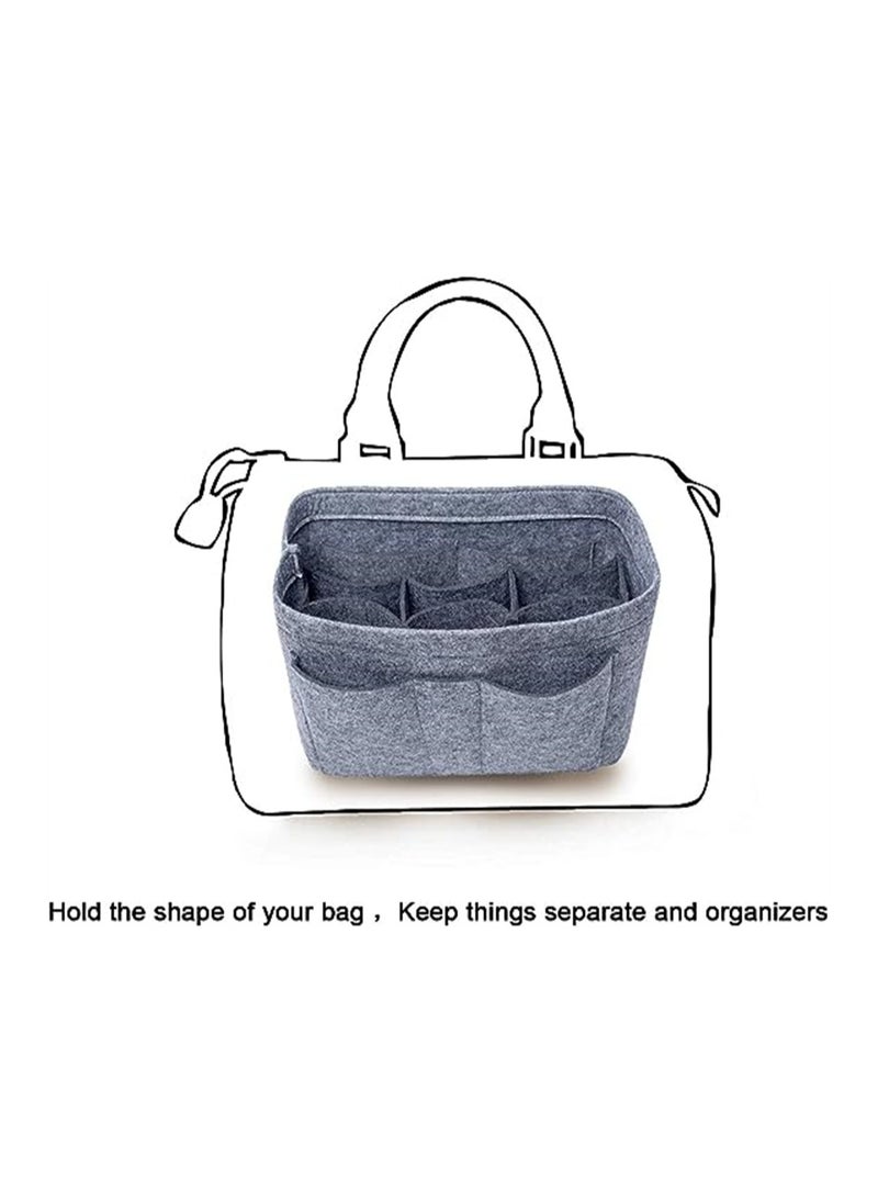 Purse Organizer Insert Women Felt Bag Organizer Insert Multi-Pocket Bag in Bag for Womens Handbag Travel Tote Hobo Bag Storage Purse Liner Divider for Any Brand Tote Grey Size XL