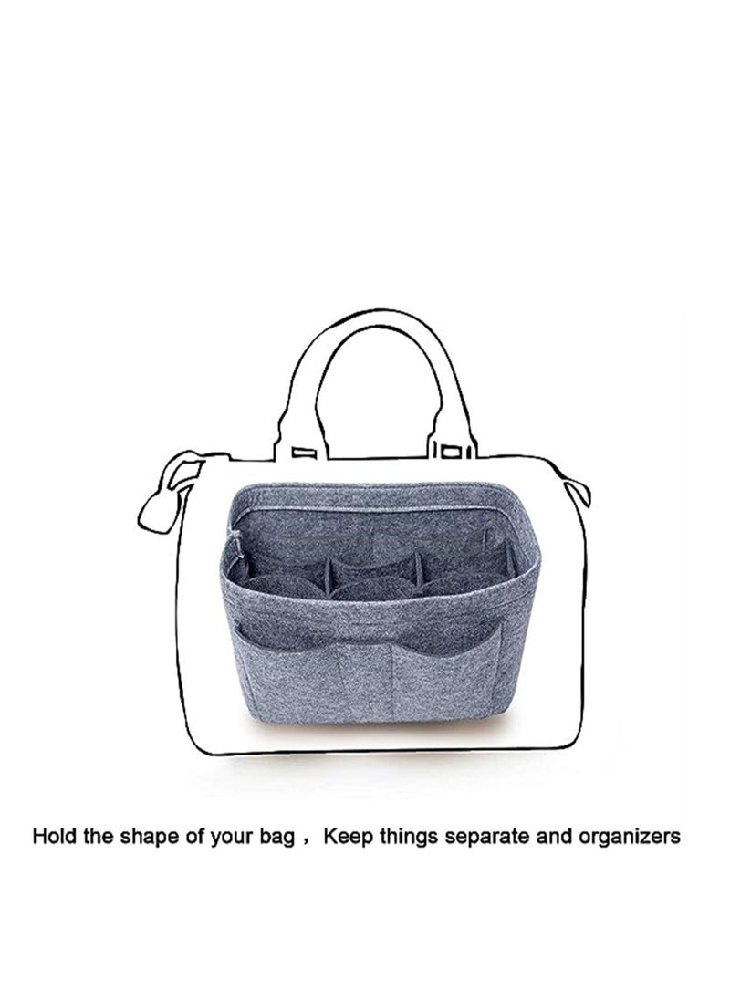 Purse Organizer Insert Women Felt Bag Organizer Insert Multi-Pocket Bag in Bag for Womens Handbag Travel Tote Hobo Bag Storage Purse Liner Divider for Any Brand Tote Grey Size M