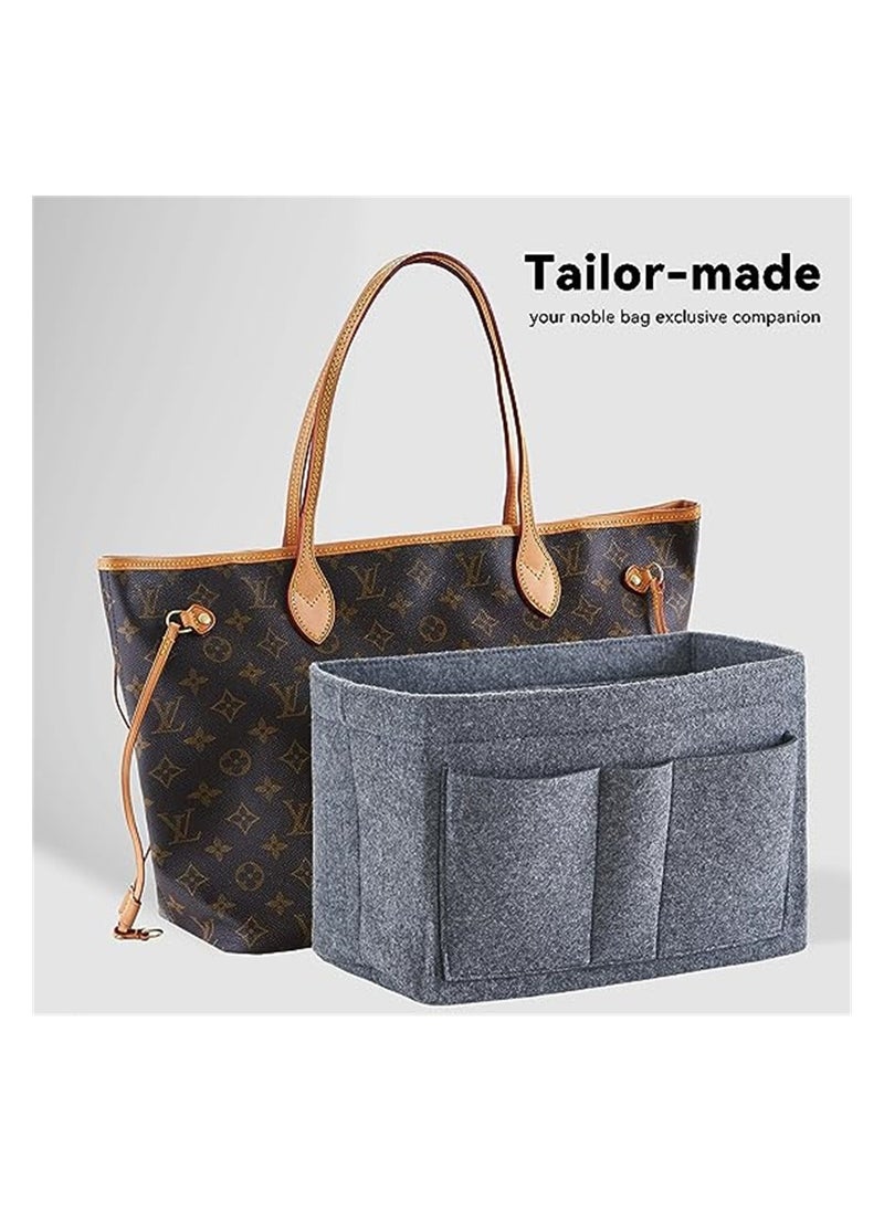 Purse Organizer Insert Women Felt Bag Organizer Insert Multi-Pocket Bag in Bag for Womens Handbag Travel Tote Hobo Bag Storage Purse Liner Divider for Any Brand Tote Grey Size XL