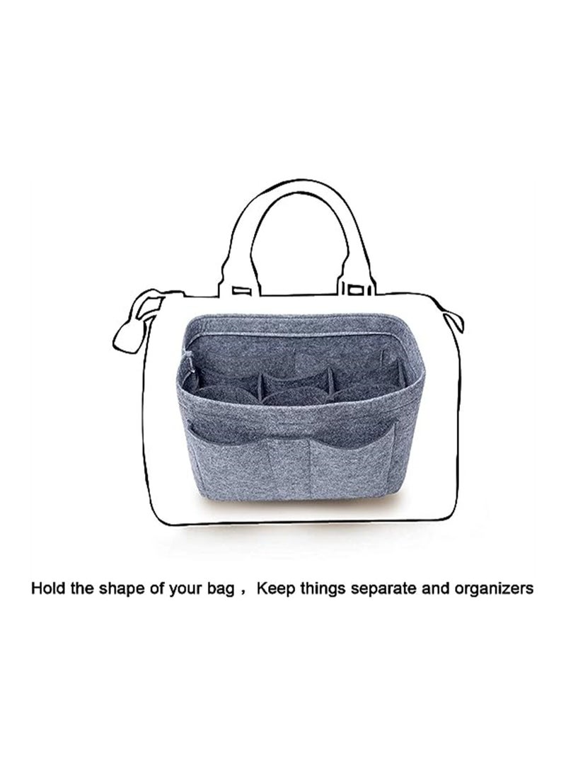 Purse Organizer Insert Women Felt Bag Organizer Insert Multi-Pocket Bag in Bag for Womens Handbag Travel Tote Hobo Bag Storage Purse Liner Divider for Any Brand Tote Grey Size XL