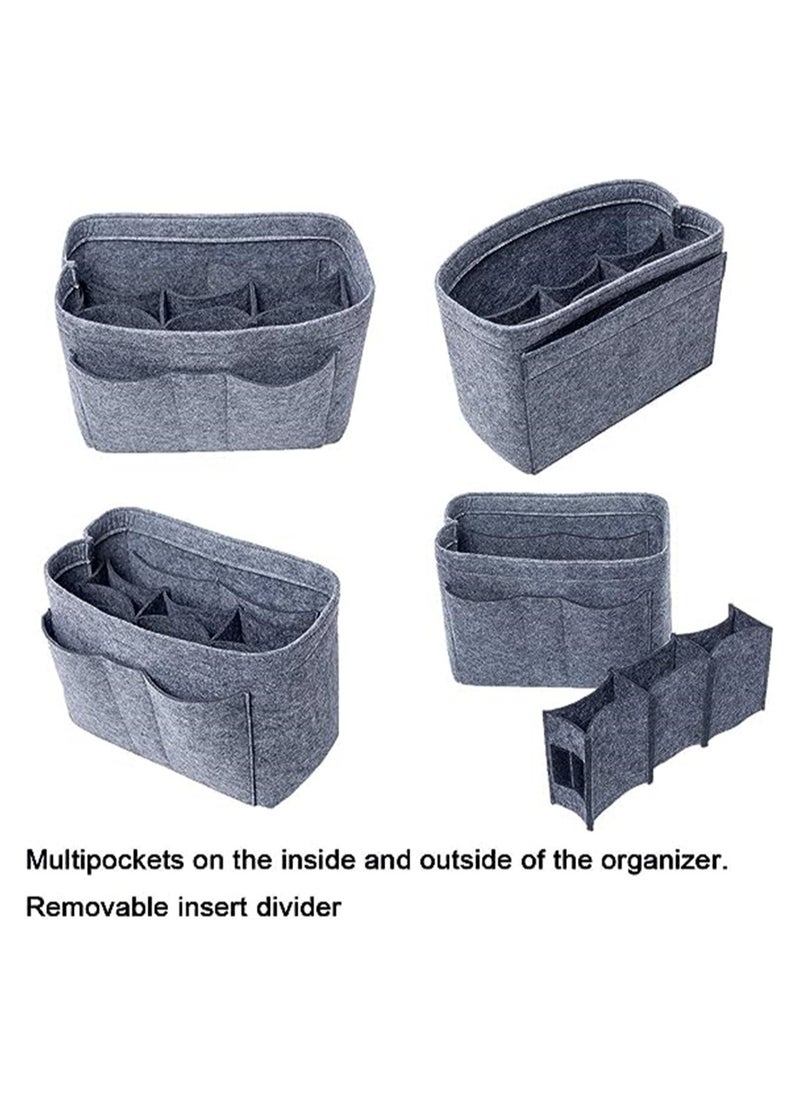 Felt Purse Organizer for Women Multi Pocket Tote Bag Insert Storage Divider Grey M Size