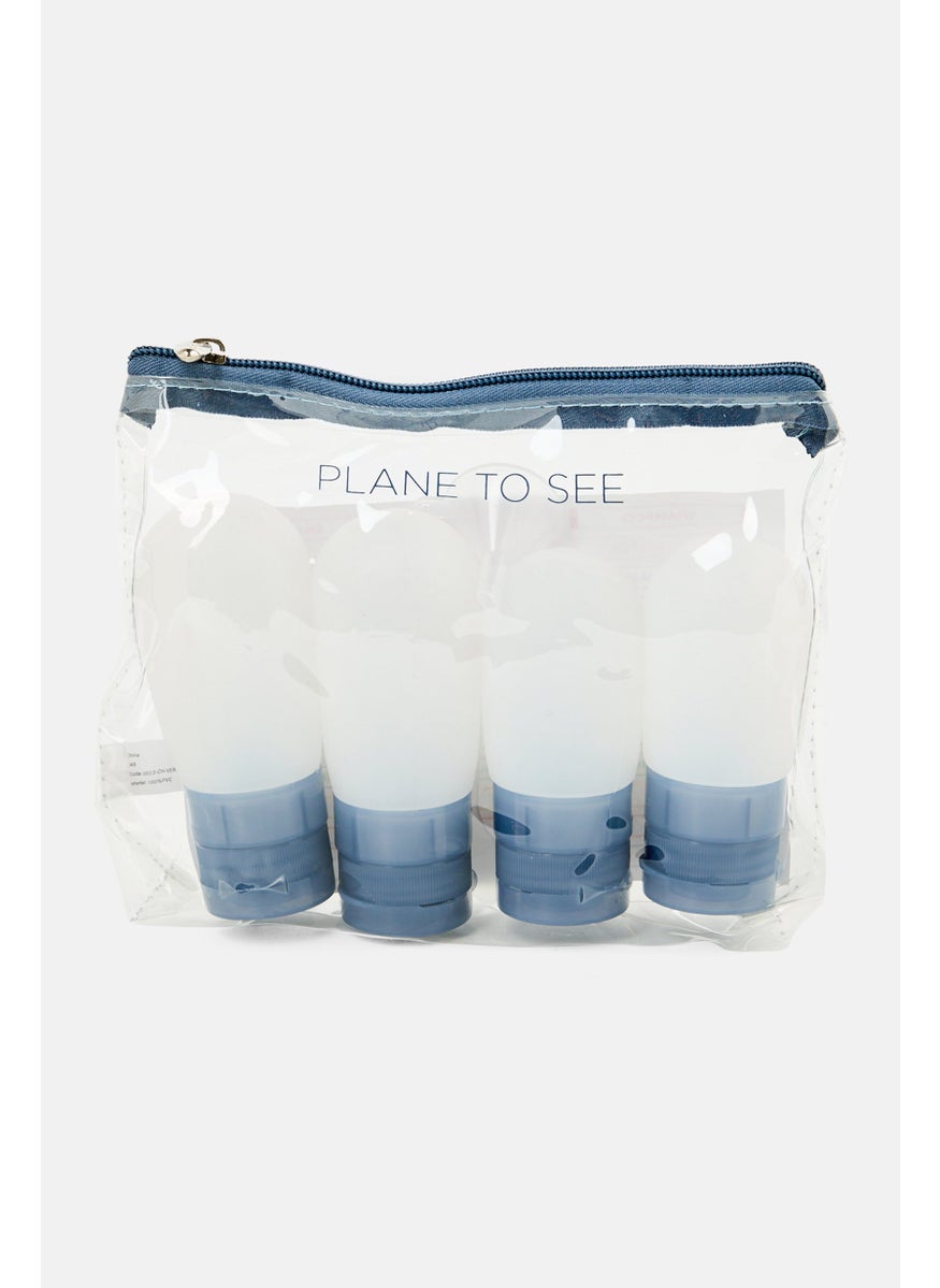 4 Pieces Silicon Travel Bottle Set, Slate Blue