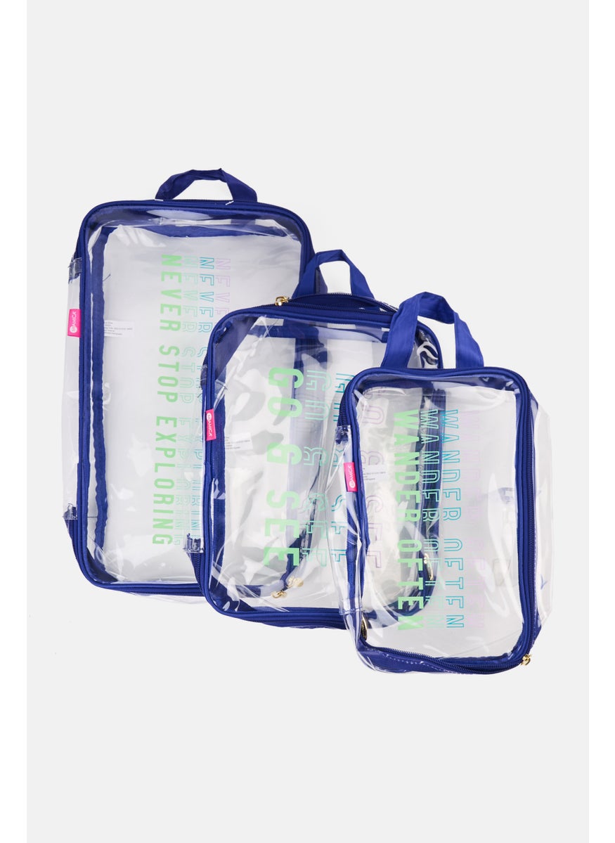 3 Pcs Printed Packing Cubes 23 H x 41 L x 6 W cm, Blue