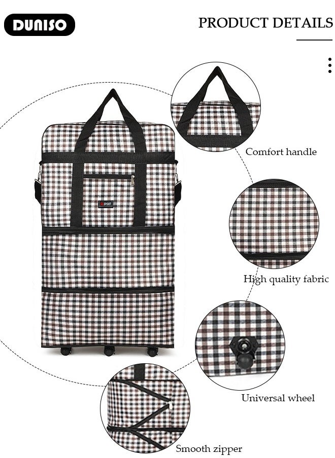 Expandable Foldable Luggage Bag with Wheels, Collapsible Rolling Travel Duffel Bag with Handle, Large Capacity Durable Lightweight Suitcase, Collapsible Carry On Luggage Bag for Travel Camping Sports