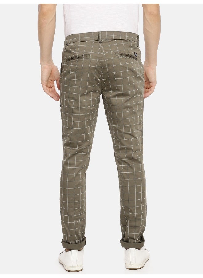 Men Slim Fit Checked Mid-Rise Chinos
