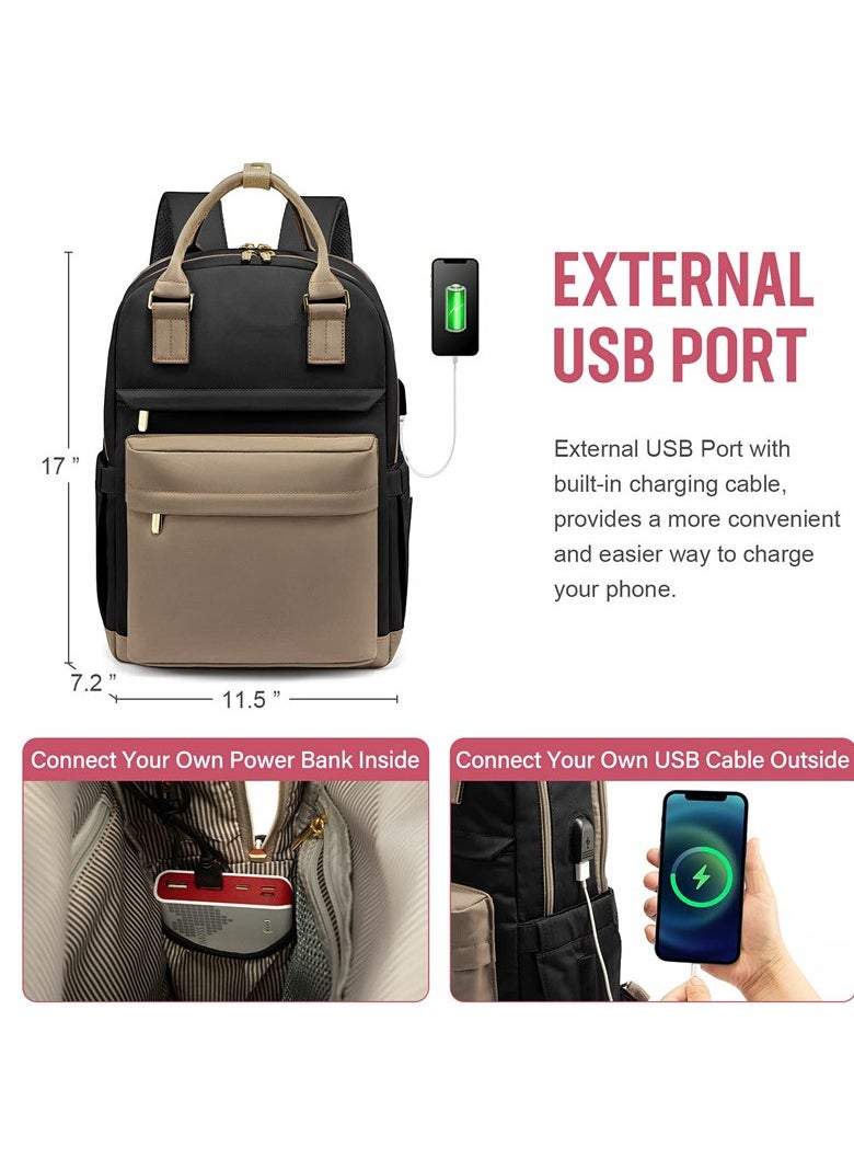 Ladies And Gentlemen Laptop Backpack, 15.6 Inch Laptop Bag with USB Port Fashion Waterproof Backpacks Teacher Nurse Stylish Travel Bags Vintage Daypacks Bookbag for College School Work.