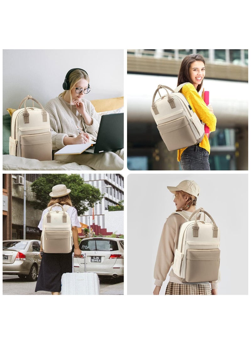 Ladies And Gentlemen Laptop Backpack, 15.6 Inch Laptop Bag with USB Port Fashion Waterproof Backpacks Teacher Nurse Stylish Travel Bags Vintage Daypacks Bookbag for College School Work