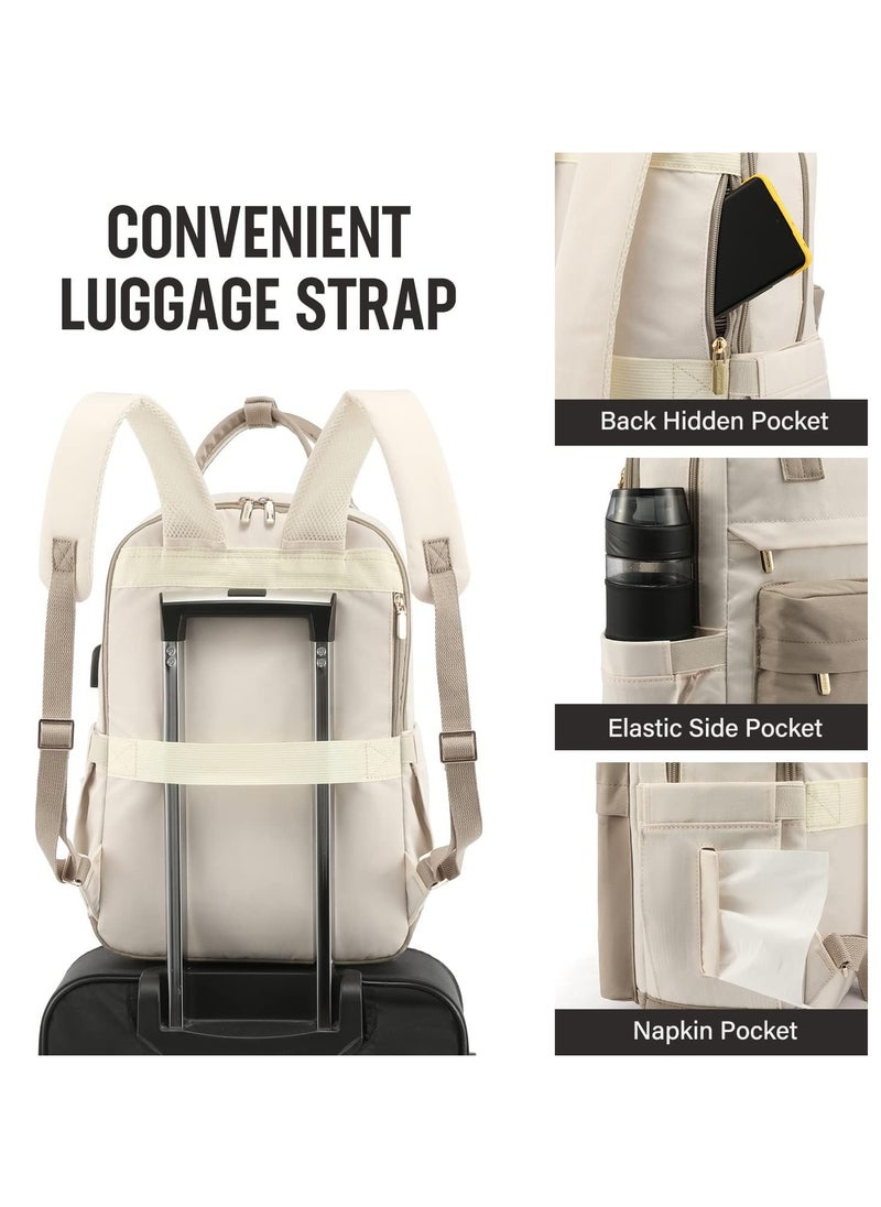 Ladies And Gentlemen Laptop Backpack, 15.6 Inch Laptop Bag with USB Port Fashion Waterproof Backpacks Teacher Nurse Stylish Travel Bags Vintage Daypacks Bookbag for College School Work