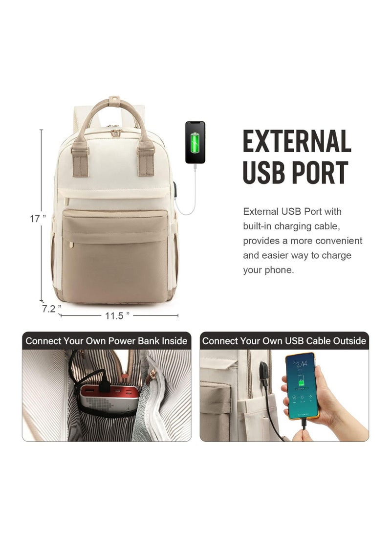 Ladies And Gentlemen Laptop Backpack, 15.6 Inch Laptop Bag with USB Port Fashion Waterproof Backpacks Teacher Nurse Stylish Travel Bags Vintage Daypacks Bookbag for College School Work