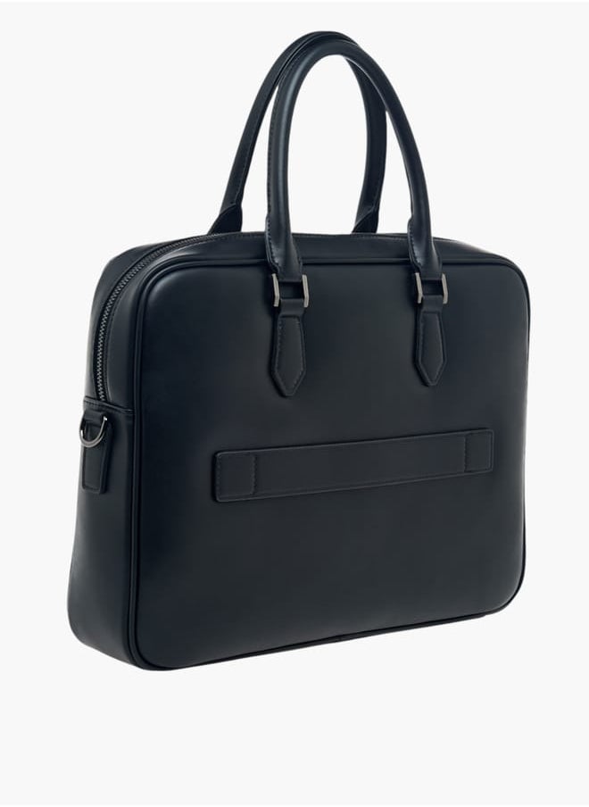 Mens Textured Portfolio Bag With Detachable Strap And Zip Closure