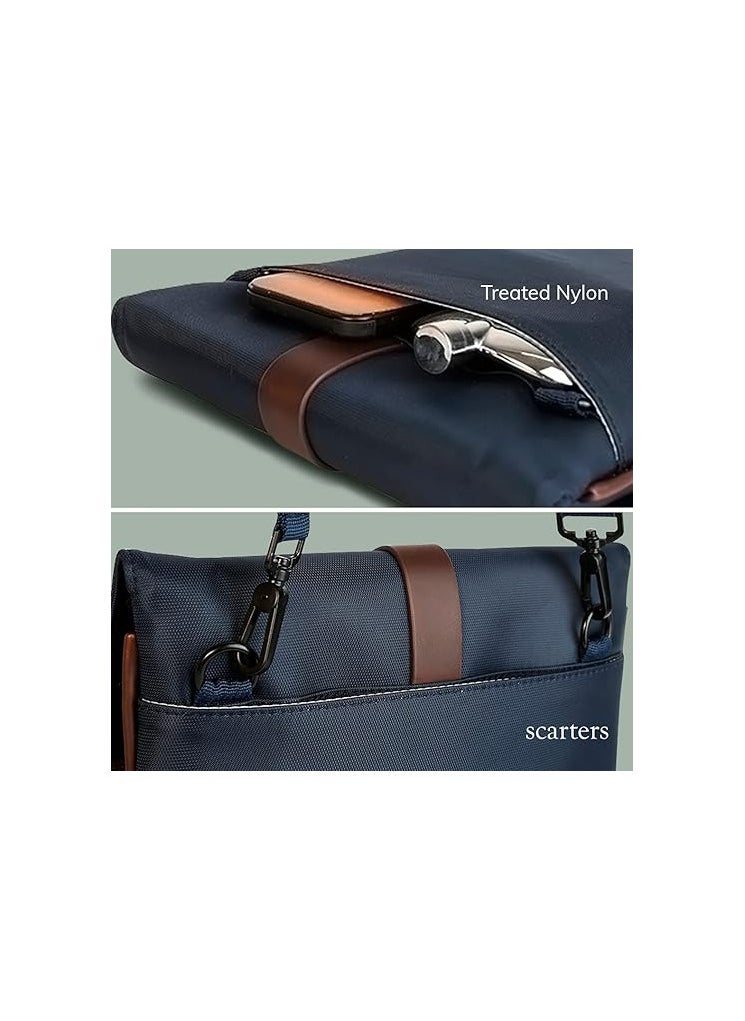 Scarters Originals Canvas Splash-Proof Navy Blue Ultra-Sleek Designer Laptop/Tablet/MacBook Sleeve for 14 Inch : Folio Vol. I - Cross Body Messenger