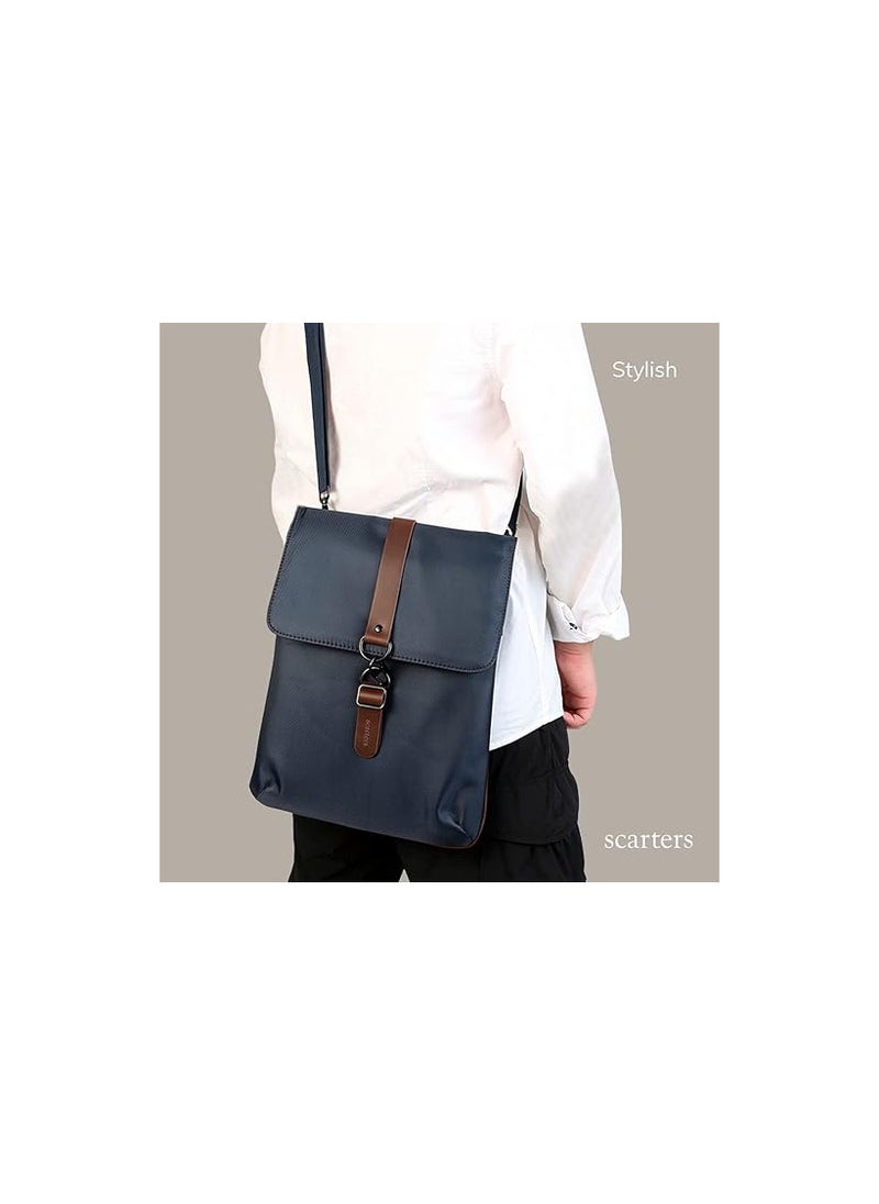 Scarters Originals Canvas Splash-Proof Navy Blue Ultra-Sleek Designer Laptop/Tablet/MacBook Sleeve for 14 Inch : Folio Vol. I - Cross Body Messenger