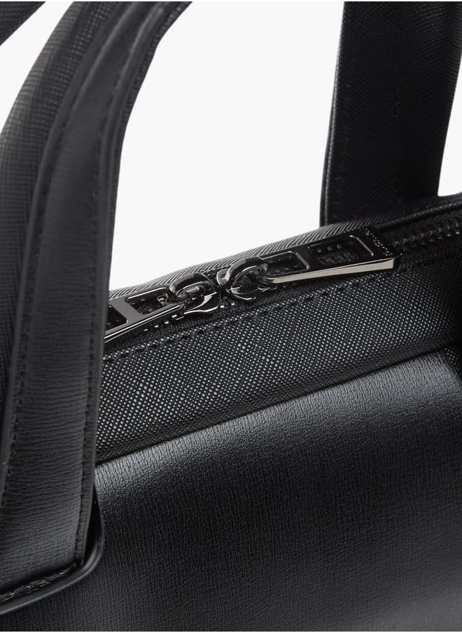 Mens Solid Laptop Bag With Handles And Adjustable Strap
