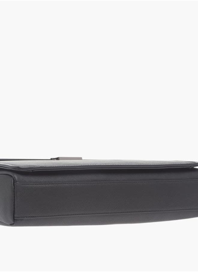 Mens Solid Laptop Bag With Handles And Adjustable Strap