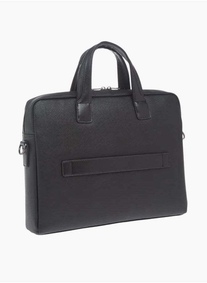 Mens Solid Laptop Bag With Handles And Adjustable Strap