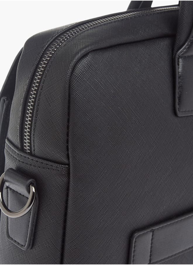 Mens Solid Laptop Bag With Handles And Adjustable Strap