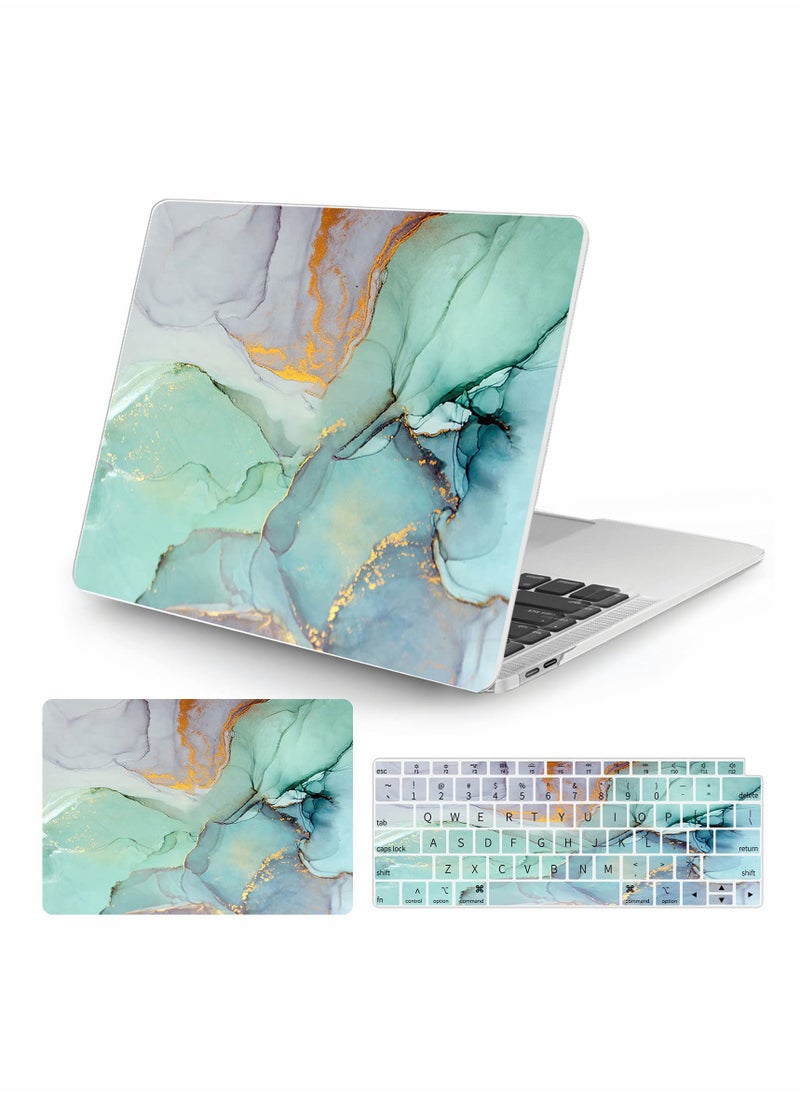 Laptop Case  Compatible with MacBook Air 13 Inch 2020 2019 2018 Release A2337 M1/A2179/A1932,Colorful Marble Case with Keyboard Cover Skin for MacBook Air 2020 with Touch ID